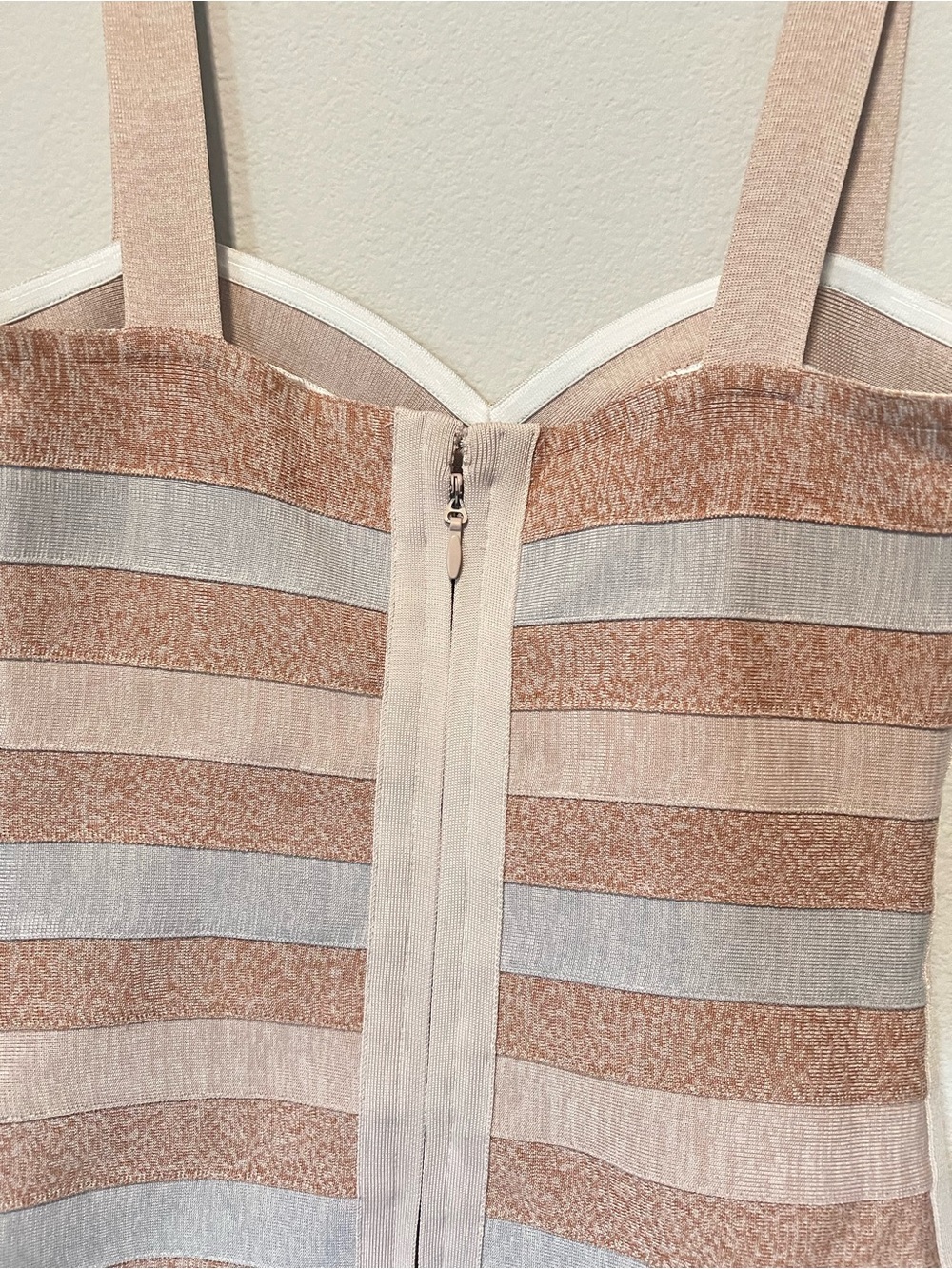 Pastel Striped Bodycon Bandage Mini Dress- Sleeveless - Picture 5 of 9